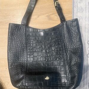 Brahmin Savannah Brayden Black Croc-Embossed Tote